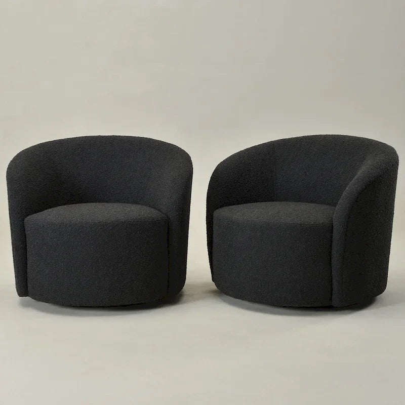 Poltrona girevole a barilotto imbottita KINWELL da 34 pollici (Set di 2)