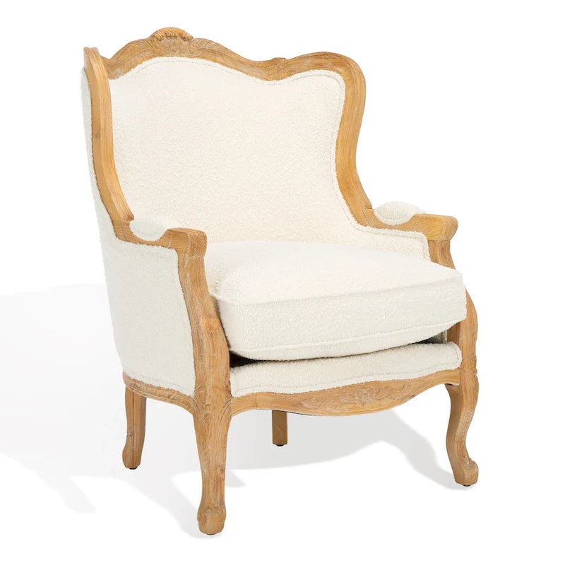SAFAVIEH Couture Kali Poltrona con orecchioni in lino naturale color rovere - 34Lx34Px40A
