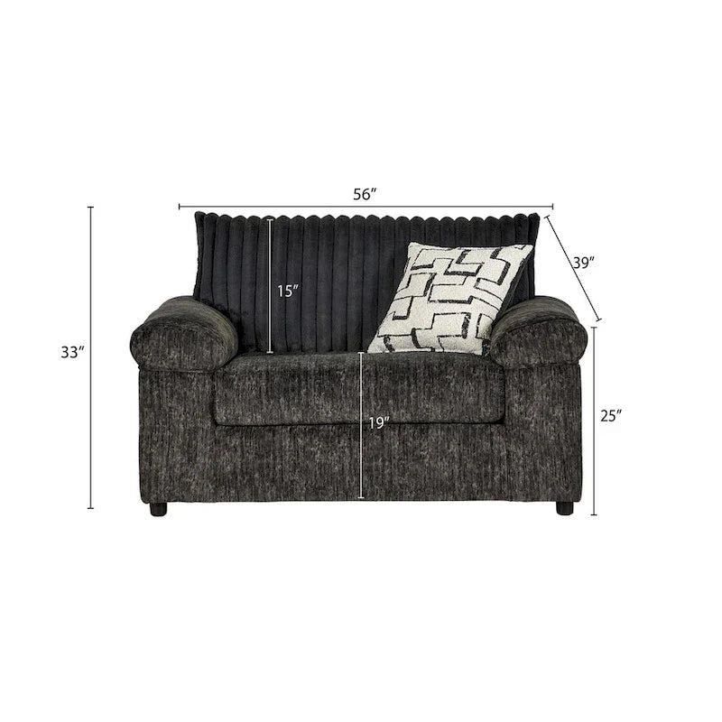 Set divano, divanetto e poltrona Cuddle in velluto a coste larghe Nason di Roundhill Furniture