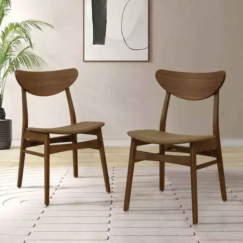 Christopher Knight Home Set di 2 sedie da pranzo Josie in similpelle mid-century moderne in legno di gomma marrone/noce