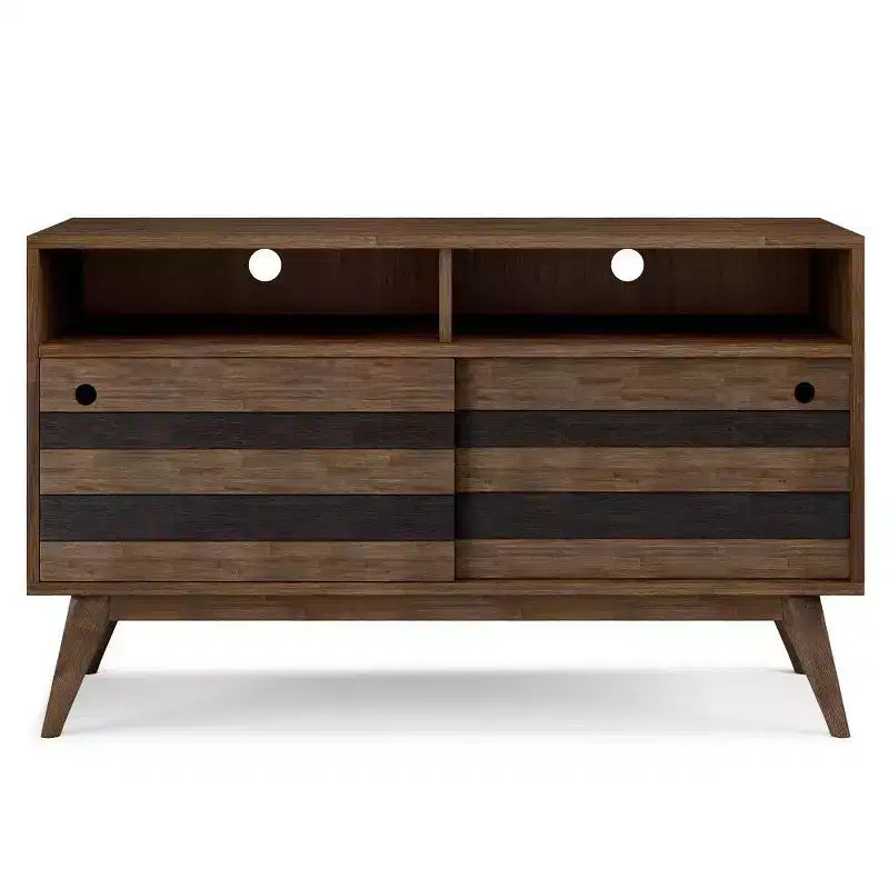 Wright TV Stand for TVs up to 60" Rustic Natural Aged Brown - WyndenHall: Acacia Wood, Cable Management, Adjustable Shelves