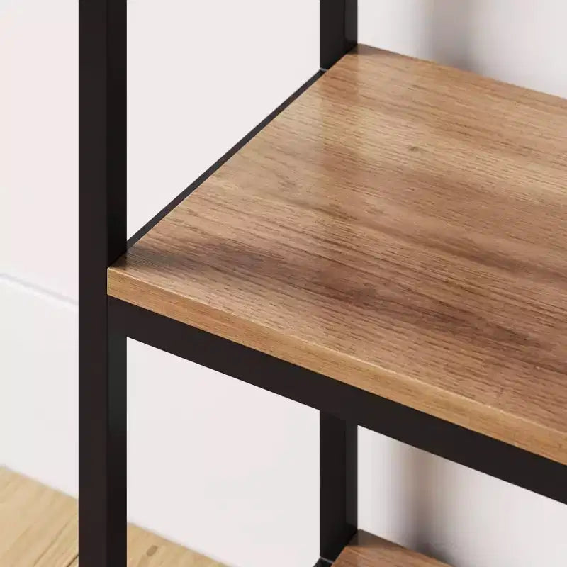Libreria ad arco a 5 ripiani in legno e metallo Haven da 72", rovere riciclato/nero opaco - Nathan James