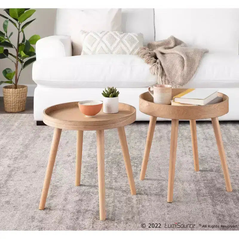 Pebble Side Table Set Natural - LumiSource