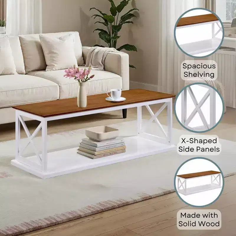 Tavolino da caffè Coventry con ripiano effetto legno/bianco - Breighton Home