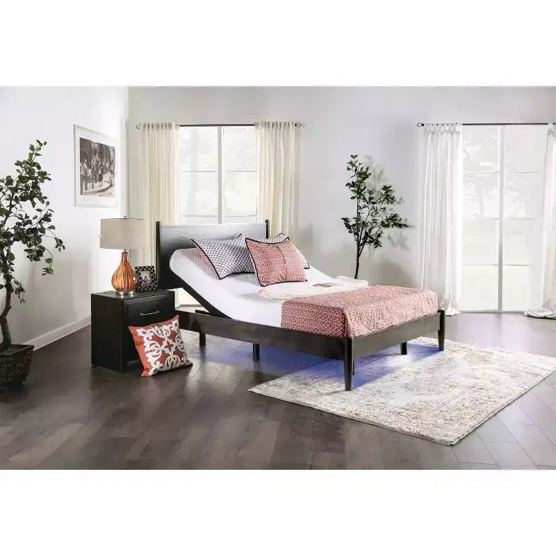 Struttura letto regolabile King Harmony con batteria di riserva - Furniture of America: Porte USB, poliestere, struttura in acciaio