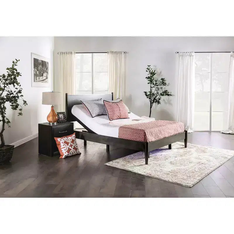 Struttura letto regolabile King Harmony con batteria di riserva - Furniture of America: Porte USB, poliestere, struttura in acciaio