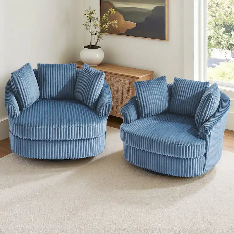 DREAMSIDEA Set di 2 poltrone a botte girevoli con braccioli incassati e rivestimento sfoderabile