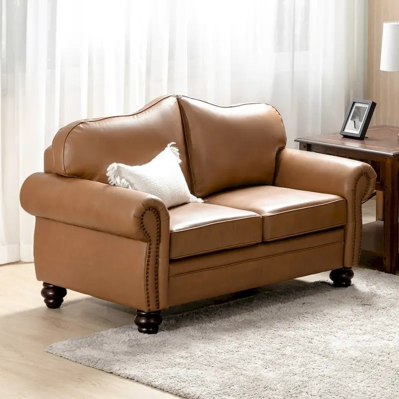 Divano Angel Transitional in vera pelle con schienale trapuntato di HULALA HOME