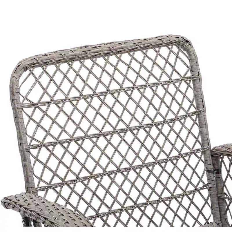 Set da 3 Poltrone da Esterno Girevoli e a Dondolo, Set Conversazione da Patio con Dondolo a 360 Gradi