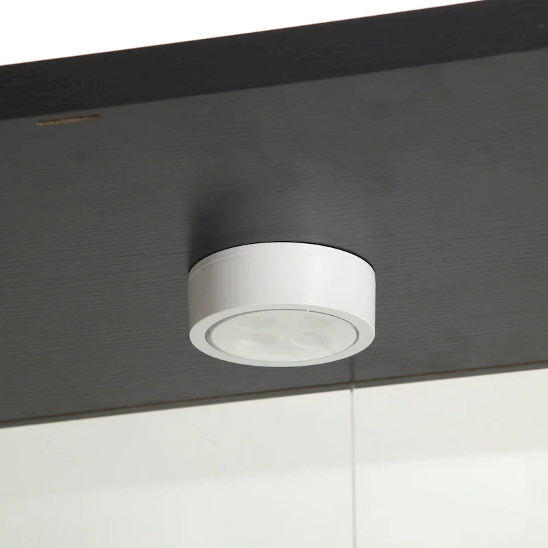 Vetrina in Vetro a Due Ante Illuminata con 4 Ripiani, Nero
