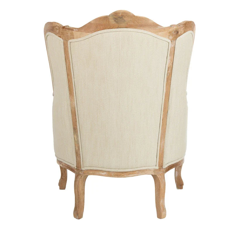 SAFAVIEH Couture Kali Poltrona con orecchioni in lino naturale color rovere - 34Lx34Px40A