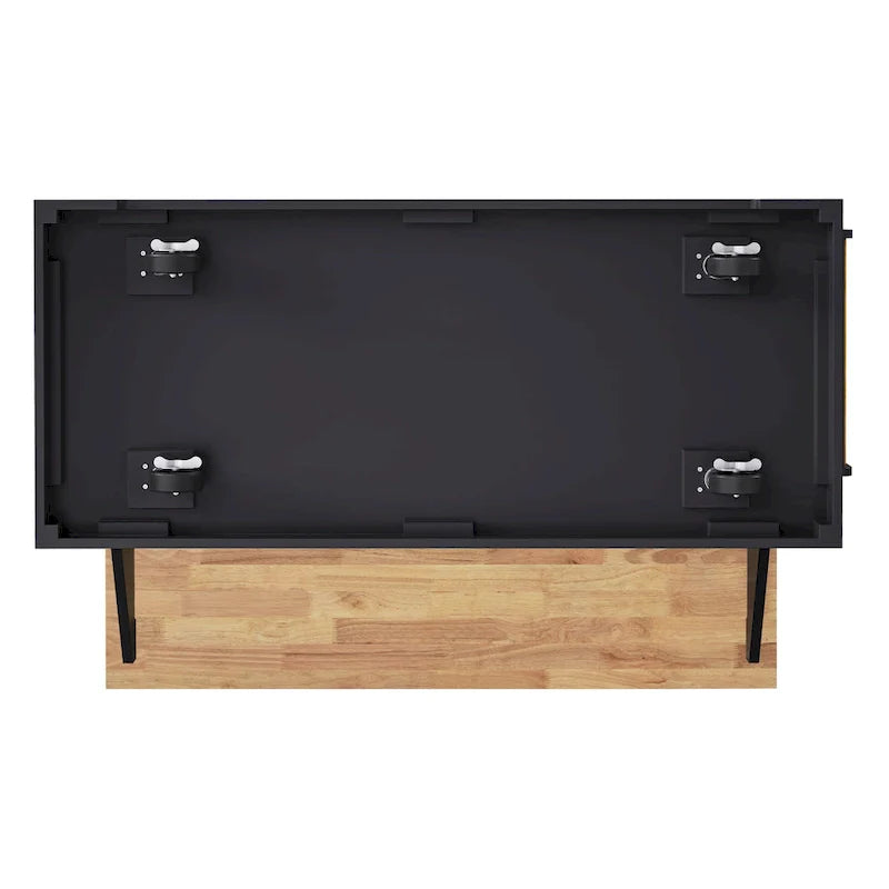54 - Grande isola cucina con anta a ribalta in legno di gomma, carrello da cucina scorrevole con texture in rilievo su 4 ruote con 4 ante e 3 cassetti