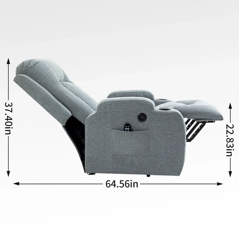 Poltrona reclinabile elettrica Lazy Boy Power Lift, moderna poltrona massaggiante a motore singolo con riscaldamento lombare, porta di ricarica USB, portabicchieri