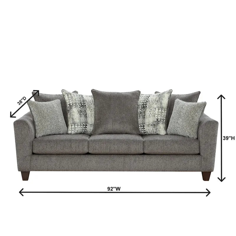 Set soggiorno 2 pezzi Davoz di Roundhill Furniture, divano e divanetto, Tori Slate