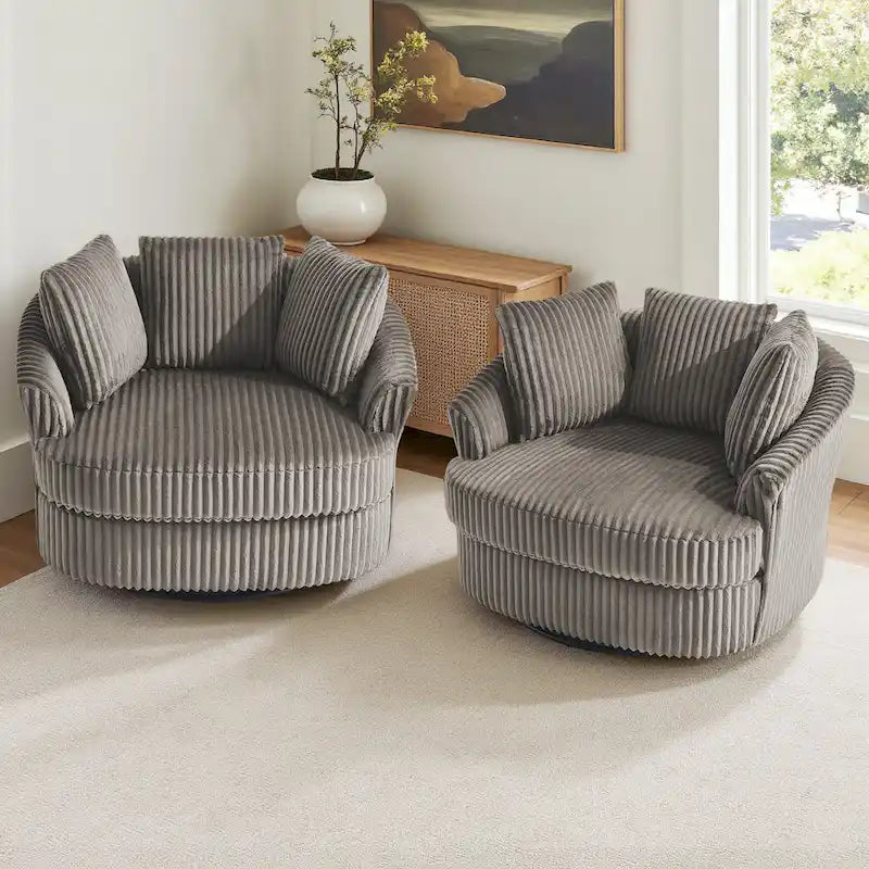 DREAMSIDEA Set di 2 poltrone a botte girevoli con braccioli incassati e rivestimento sfoderabile