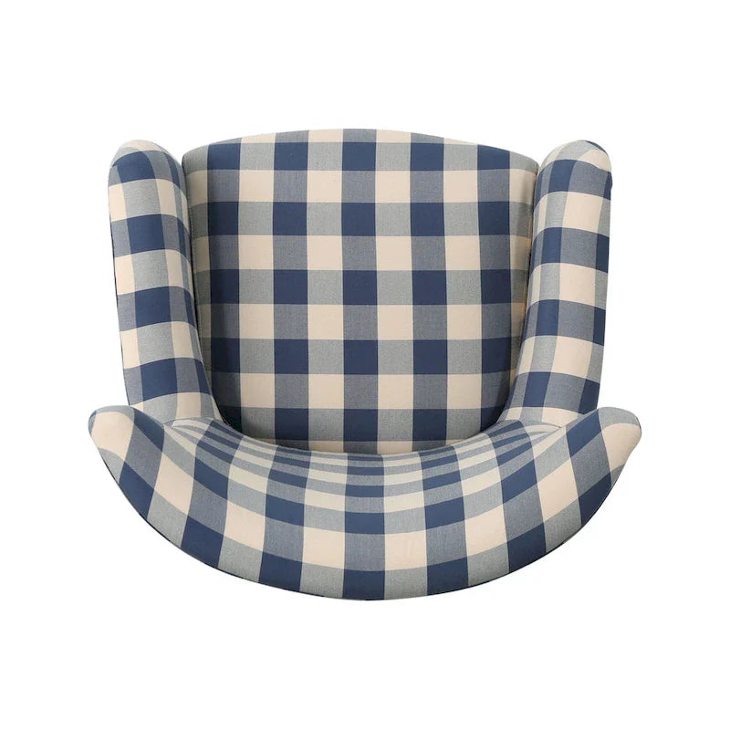 Poltrona imbottita schienale alto Modern Retro 30,25" con gambe in legno per soggiorno