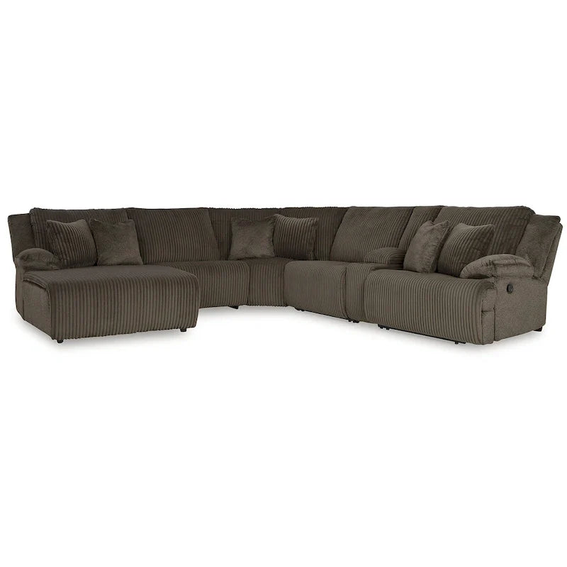 Divano sezionale reclinabile a 6 posti con chaise longue Top Tier marrone di Signature Design by Ashley - 147 L x 134 P x 41 A