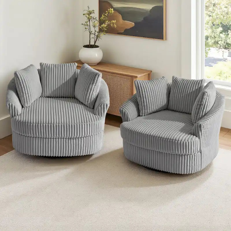 DREAMSIDEA Set di 2 poltrone a botte girevoli con braccioli incassati e rivestimento sfoderabile