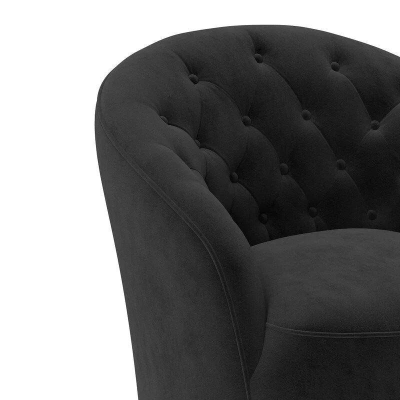 Poltrona girevole a 360 gradi con schienale trapuntato e rivestimento in velluto