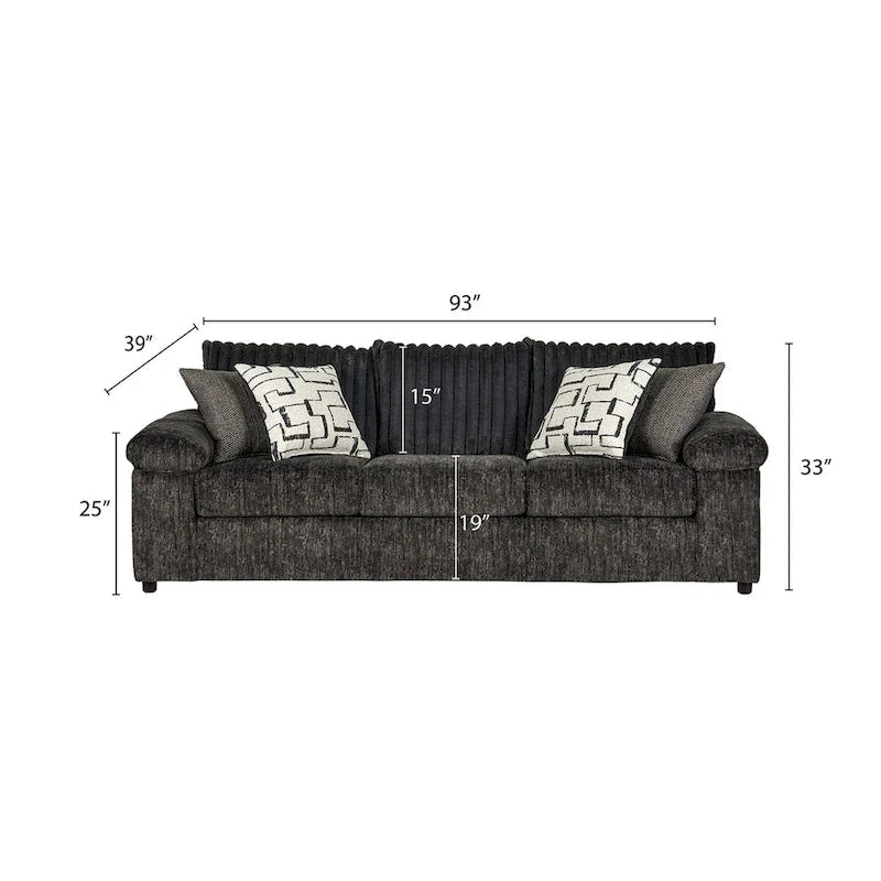 Set divano, divanetto e poltrona Cuddle in velluto a coste larghe Nason di Roundhill Furniture