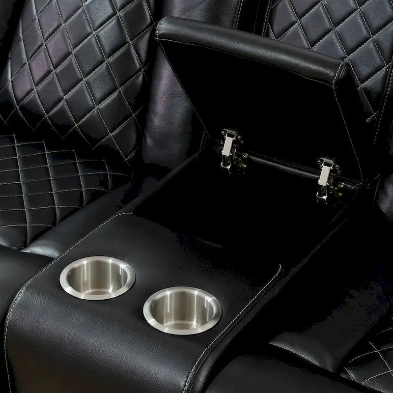 Divano Recliner Moderno in Pelle a 3 Posti con LED, Ricarica Wireless