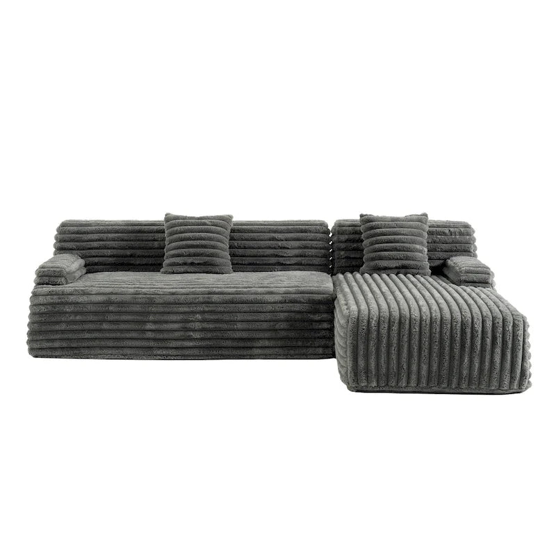 Divano componibile Cloud, divano moderno imbottito con 2 cuscini decorativi, divano combinabile liberamente, divano componibile a L