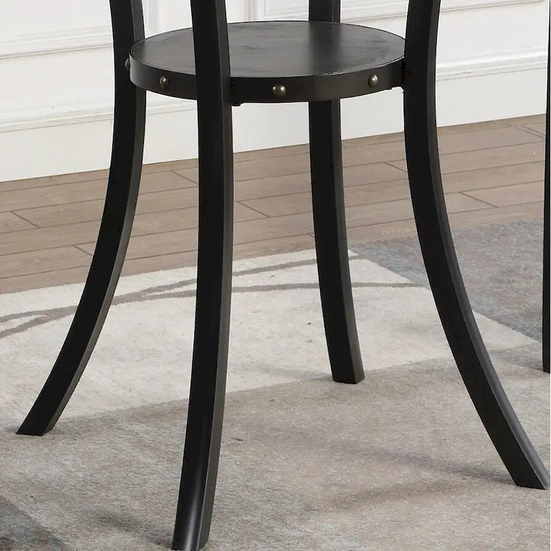 Set da pranzo in stile moderno da 3 pezzi con tavolo bar rotondo e 2 sedie da pub con borchie