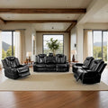 Divano Recliner Moderno in Pelle a 3 Posti con LED, Ricarica Wireless