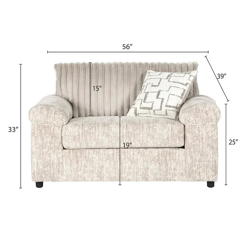 Set divano, divanetto e poltrona Cuddle in velluto a coste larghe Nason di Roundhill Furniture