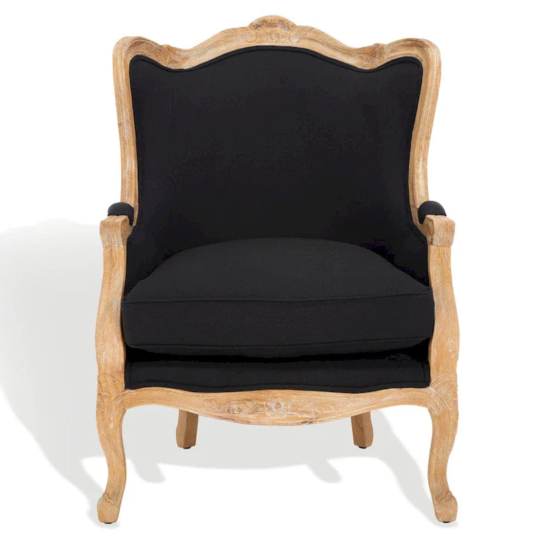 SAFAVIEH Couture Kali Poltrona con orecchioni in lino naturale color rovere - 34Lx34Px40A