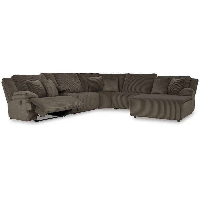 Divano sezionale reclinabile a 6 posti con chaise longue Top Tier marrone di Signature Design by Ashley - 147 L x 134 P x 41 A