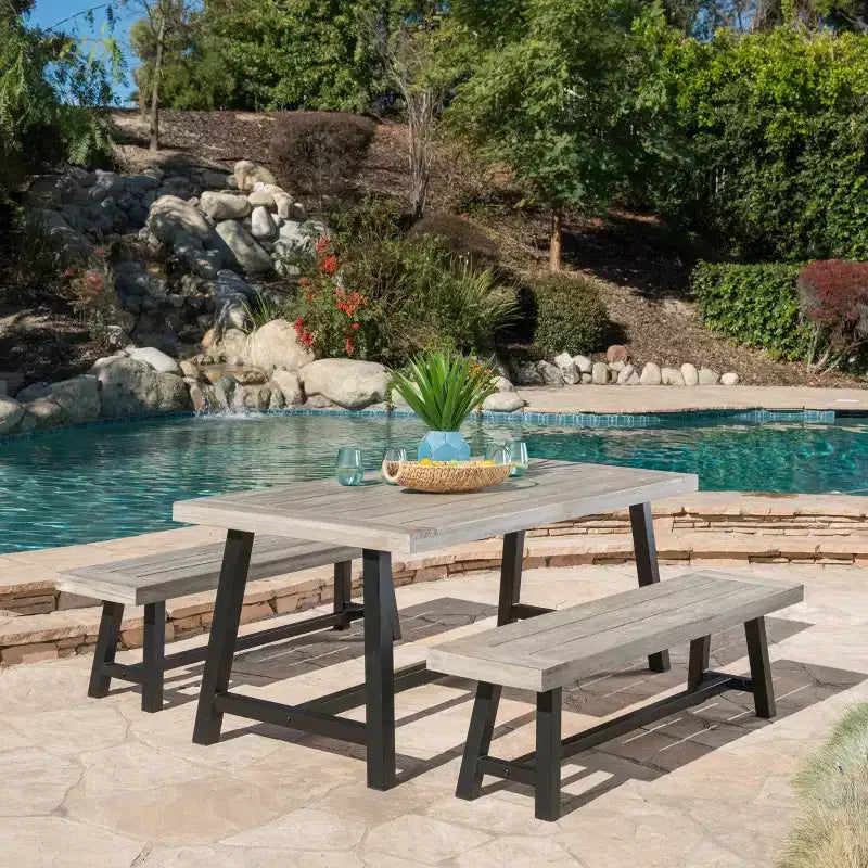 Set da pranzo da patio Carlisle 3 pezzi in legno rustico - Christopher Knight Home