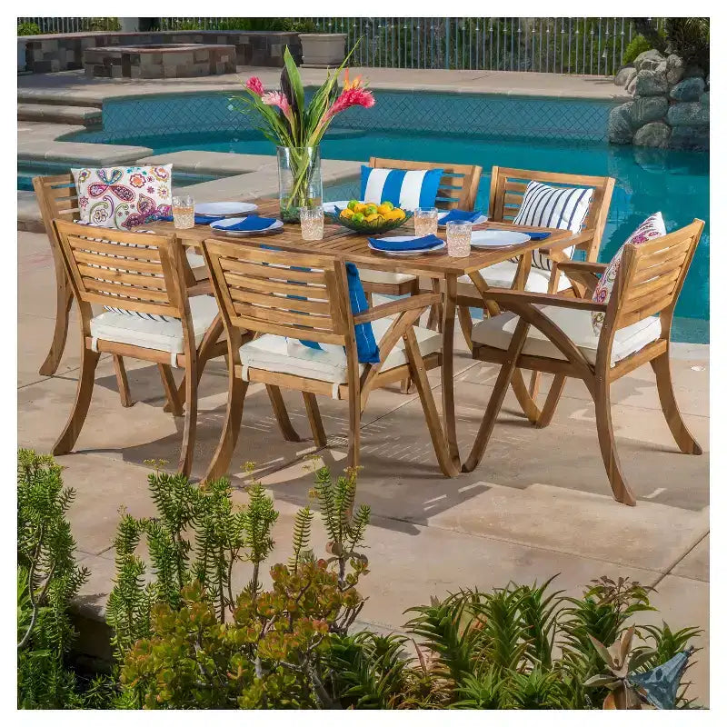 Set da Pranzo Hermosa 7 pezzi in Acacia - Christopher Knight Home