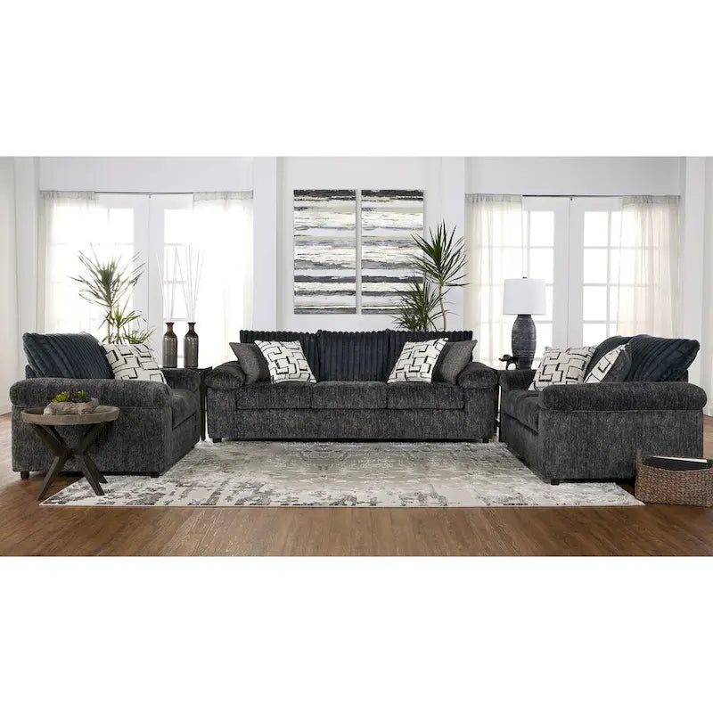 Set divano, divanetto e poltrona Cuddle in velluto a coste larghe Nason di Roundhill Furniture
