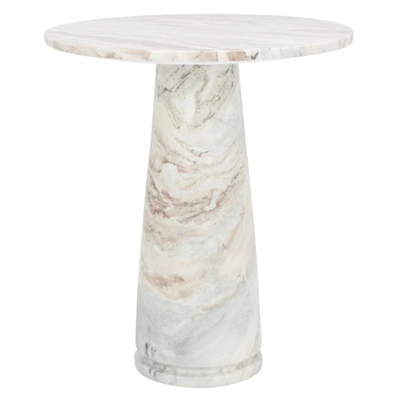 Tavolino d'appoggio rotondo alto in marmo Ghicu di SAFAVIEH Couture - 55,8 cm L x 53,3 cm P x 61 cm A - 53,3x53,3x61 cm