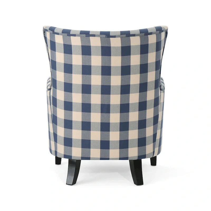 Poltrona imbottita schienale alto Modern Retro 30,25" con gambe in legno per soggiorno
