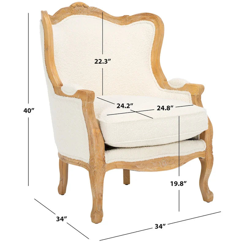 SAFAVIEH Couture Kali Poltrona con orecchioni in lino naturale color rovere - 34Lx34Px40A