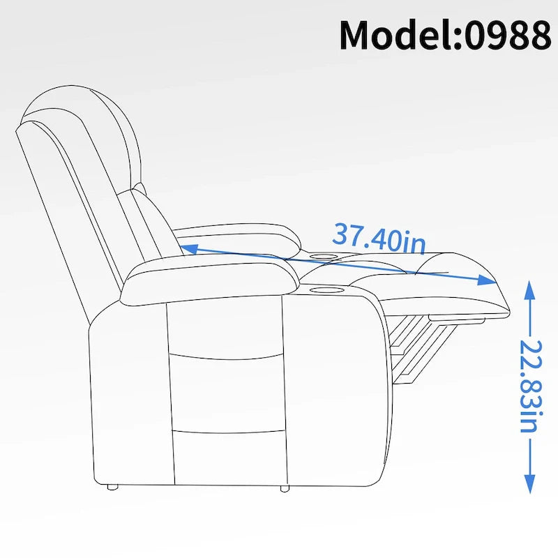 Poltrona reclinabile elettrica Lazy Boy Power Lift, moderna poltrona massaggiante a motore singolo con riscaldamento lombare, porta di ricarica USB, portabicchieri