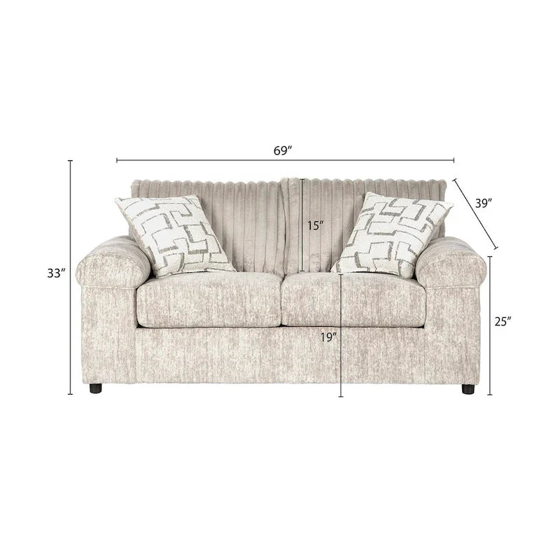 Set divano, divanetto e poltrona Cuddle in velluto a coste larghe Nason di Roundhill Furniture