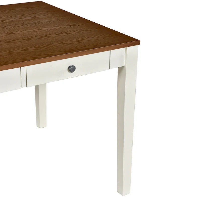 Set da pranzo di 6 pezzi in legno con 4 sedie e panca, tavolo con cassetto