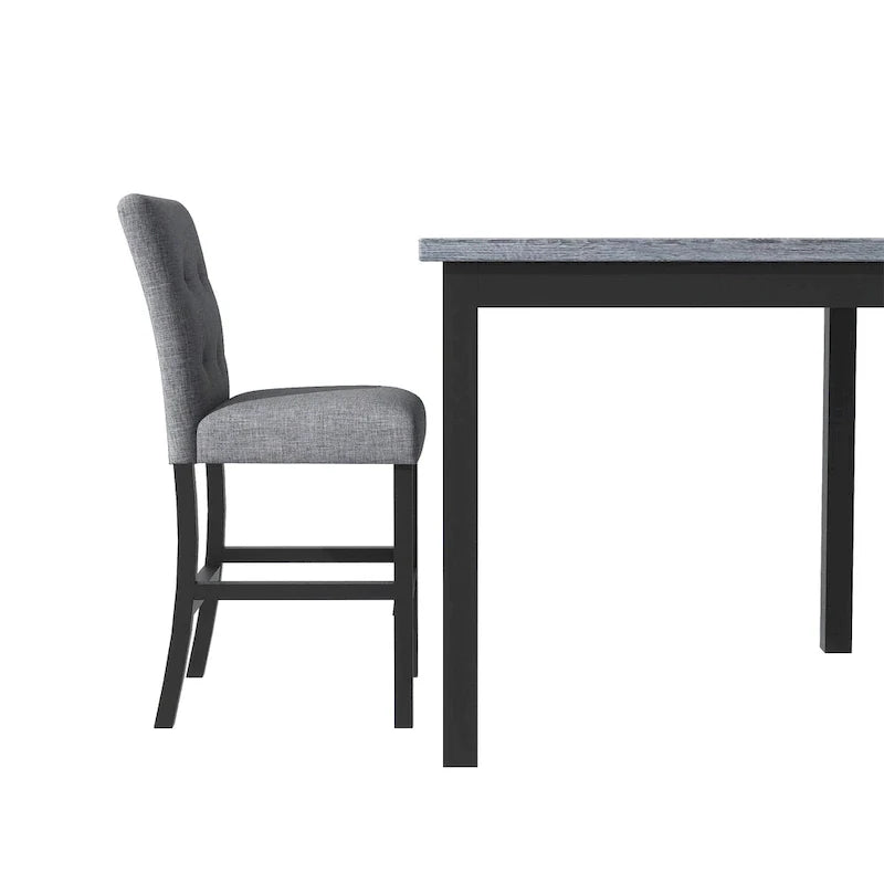 Set da pranzo da 5 pezzi ad altezza bancone, set tavolo da pranzo in legno con tavolo rettangolare e 4 sedie imbottite con schienale alto