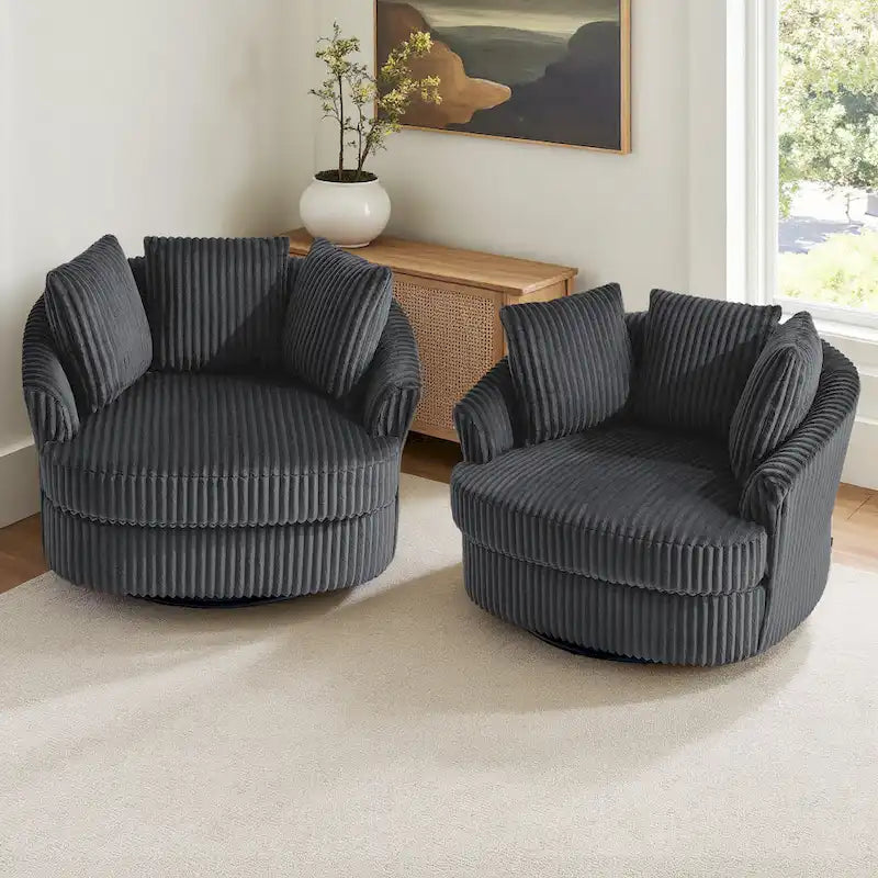 DREAMSIDEA Set di 2 poltrone a botte girevoli con braccioli incassati e rivestimento sfoderabile