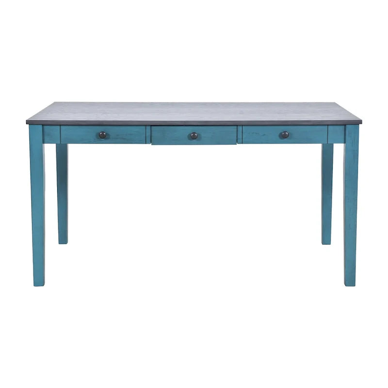 Set da pranzo di 6 pezzi in legno con 4 sedie e panca, tavolo con cassetto