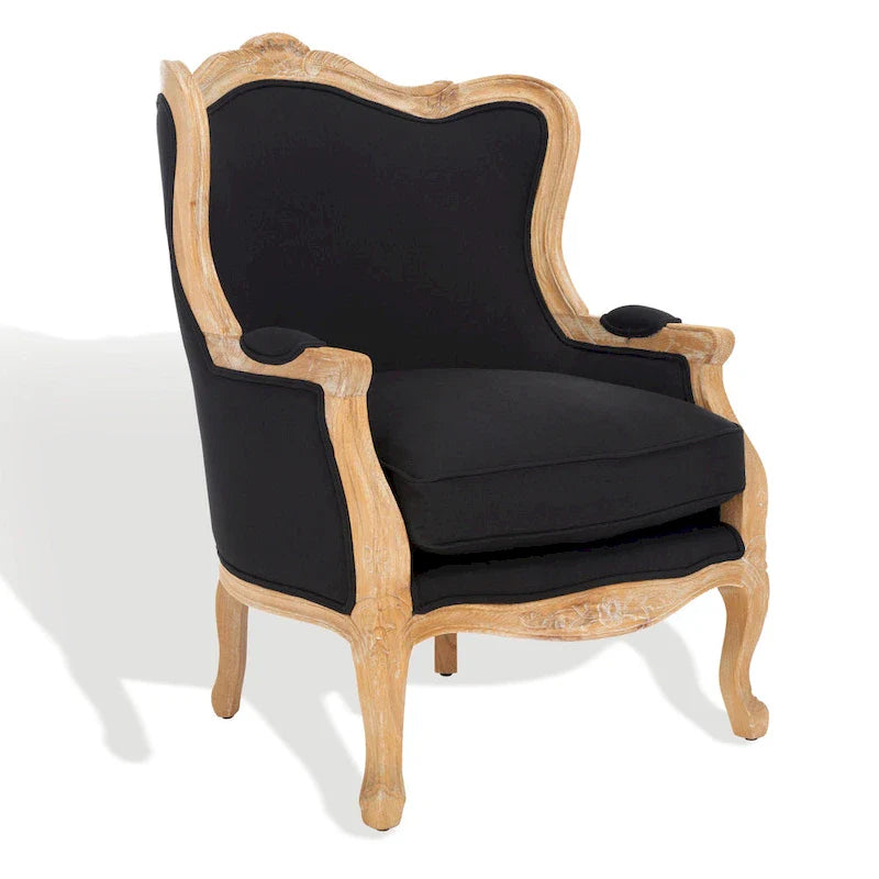 SAFAVIEH Couture Kali Poltrona con orecchioni in lino naturale color rovere - 34Lx34Px40A