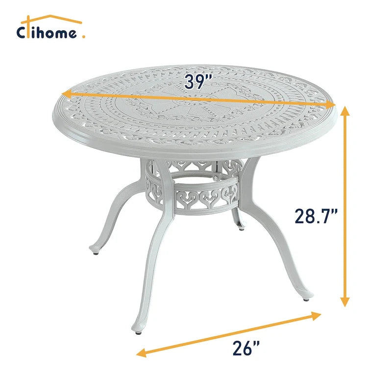 Set da pranzo da esterni in alluminio pressofuso da 5 pezzi con 4 sedie girevoli