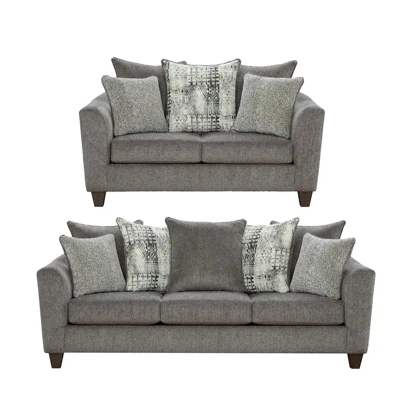 Set soggiorno 2 pezzi Davoz di Roundhill Furniture, divano e divanetto, Tori Slate
