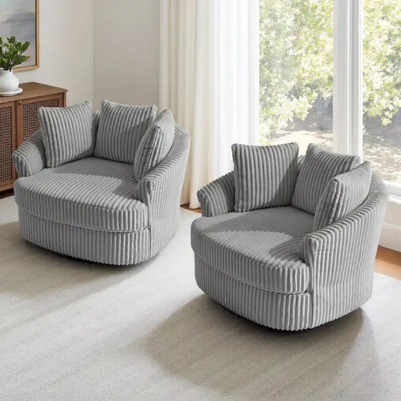 DREAMSIDEA Set di 2 poltrone a botte girevoli con braccioli incassati e rivestimento sfoderabile