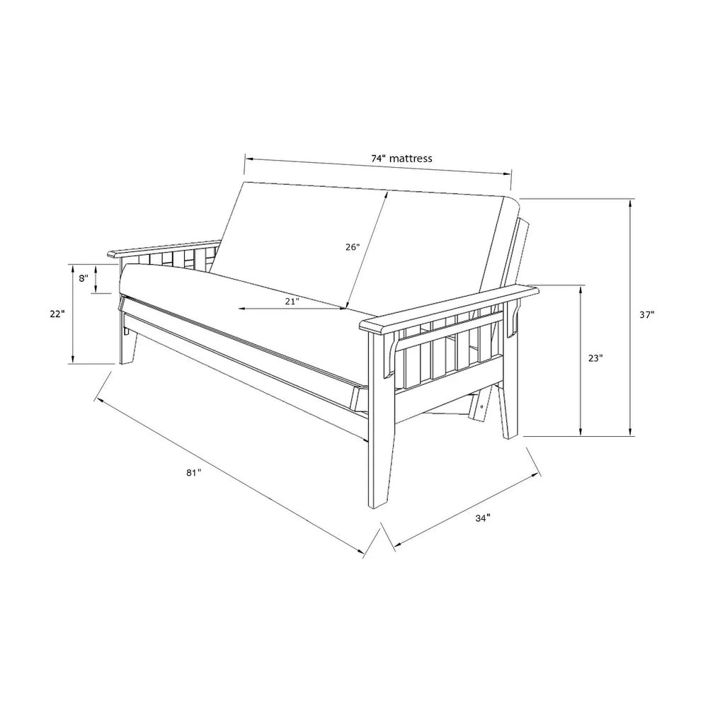 Set Futon Somette Tucson Full-size Noce Rustico con Materasso