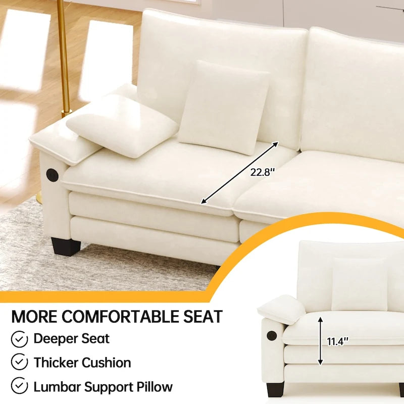 Set di mobili per soggiorno, Set divano componibile modulare con pouf per soggiorno, Divano convertibile