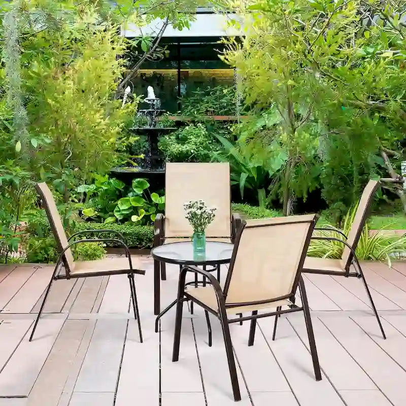 Costway Set 4 Sedie da Giardino Patio Esterno con Braccioli - Vedi Dettagli